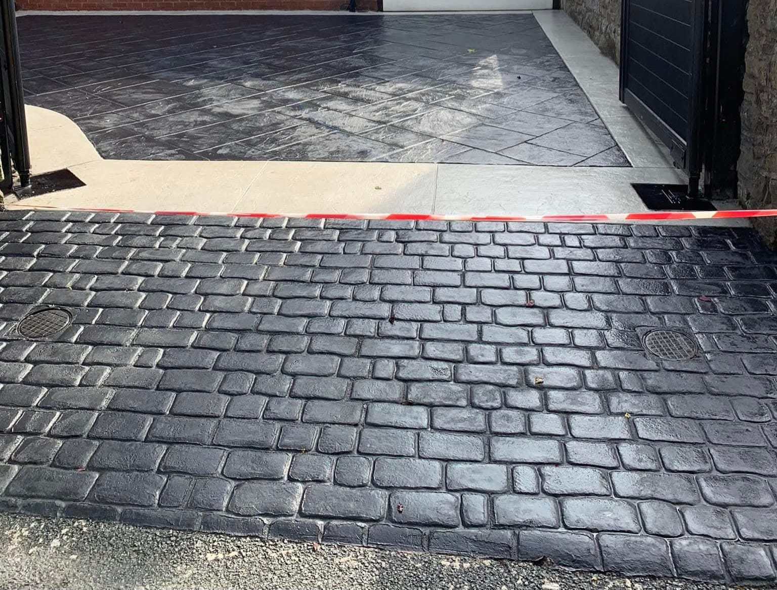 Black brick paving installation